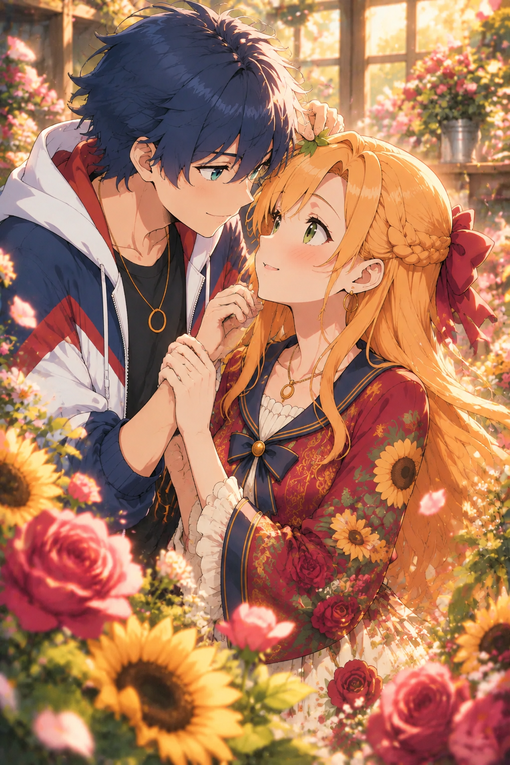 Roses and Sunflowers
