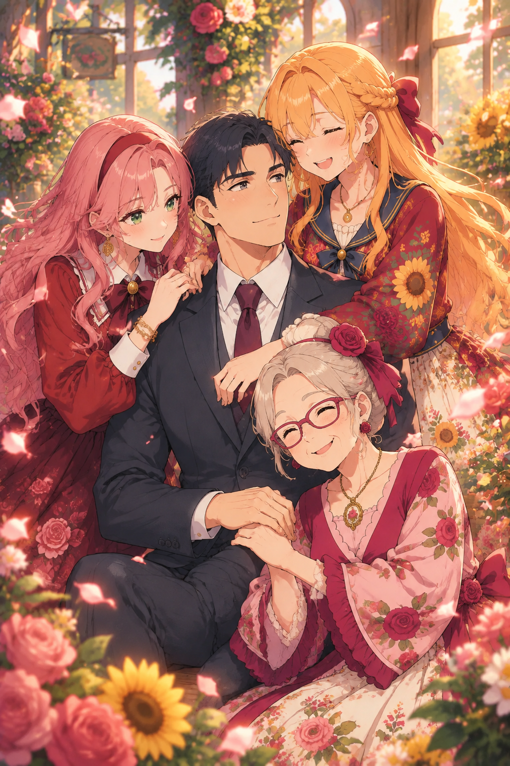 Roses and Sunflowers