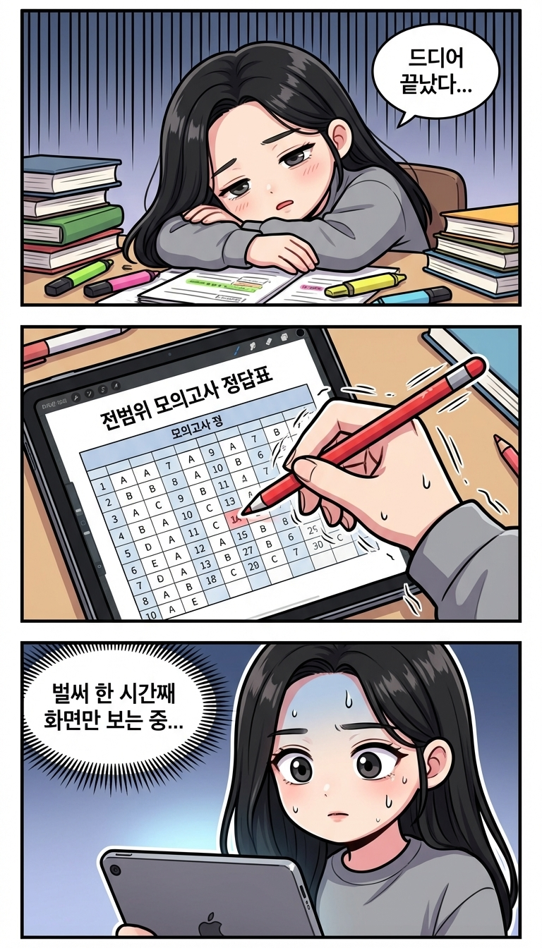 채점 전 손떨림... 이거 공포 영화보다 더 무섭다