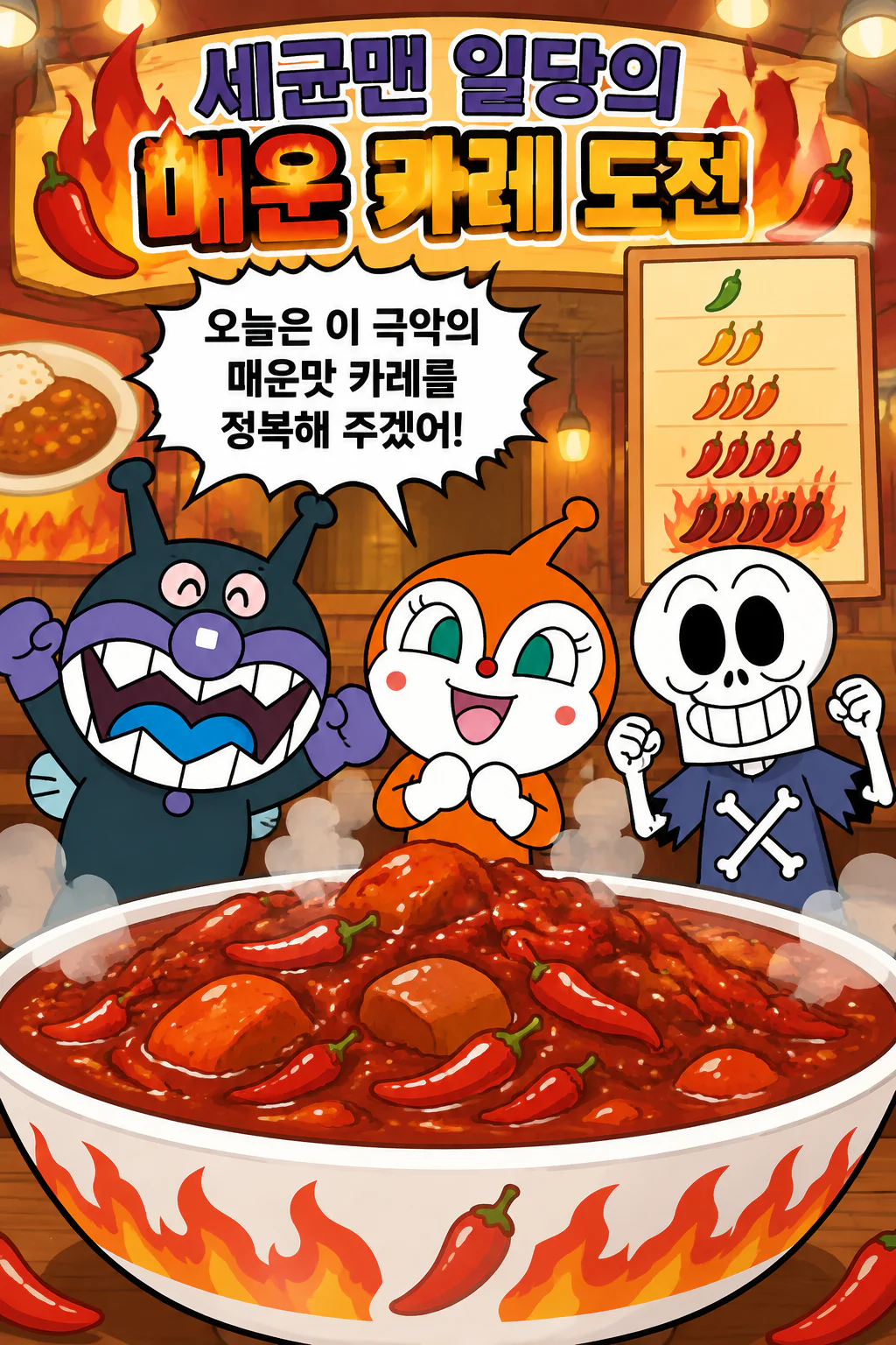 세균맨 일당 극악의 매운맛을 가진 카레라이스에 도전하다