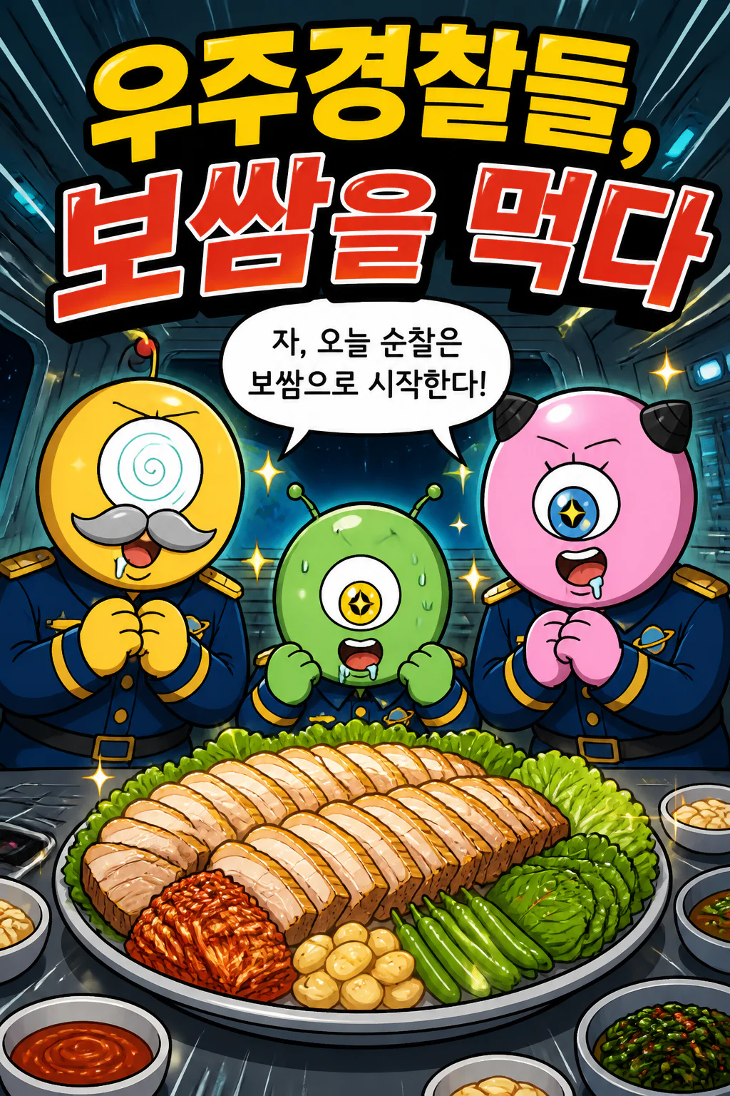우주경찰들 보쌈을 먹다