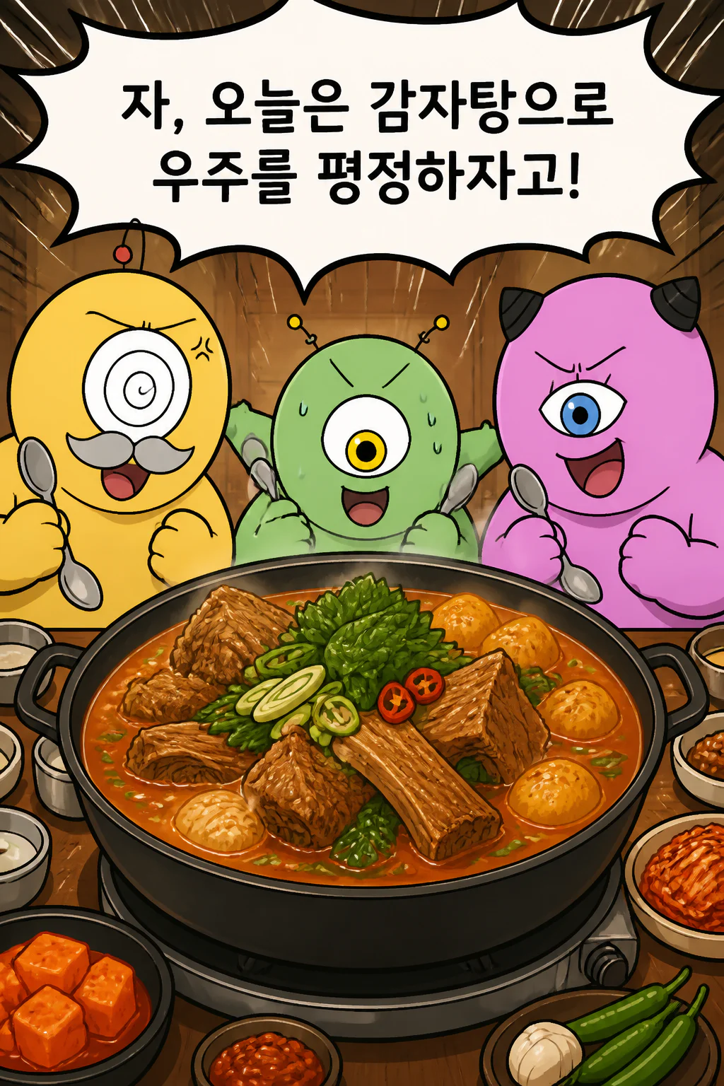 우주경찰들 감자탕 먹방