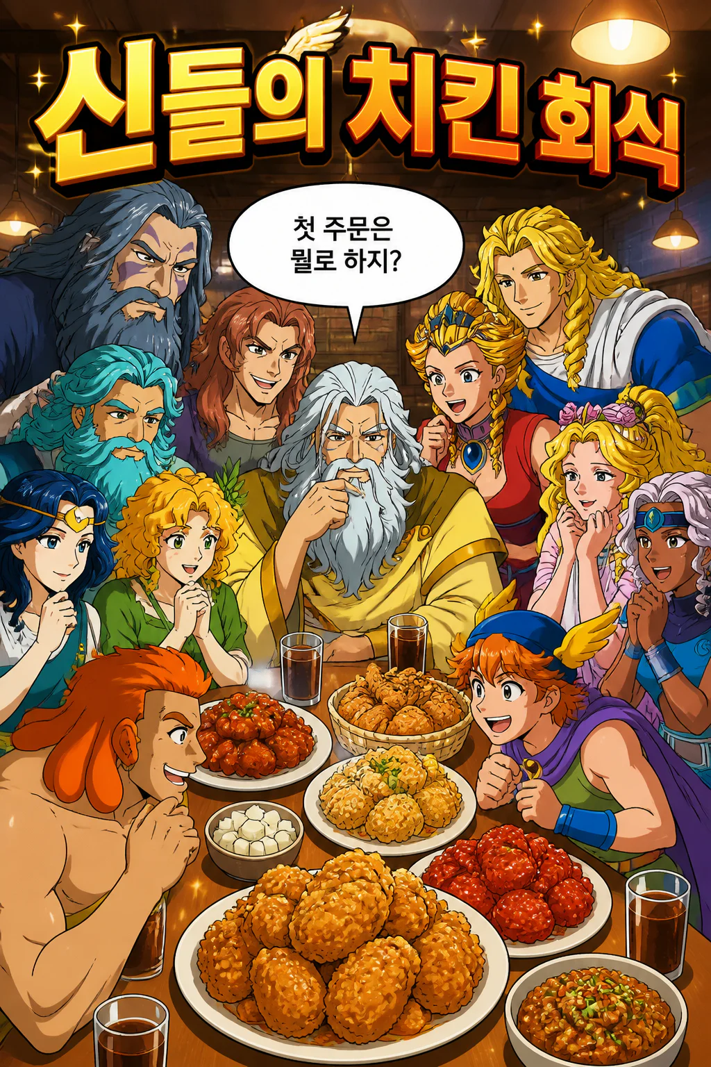 올림포스의 11신들 한국식 치킨들을 먹다