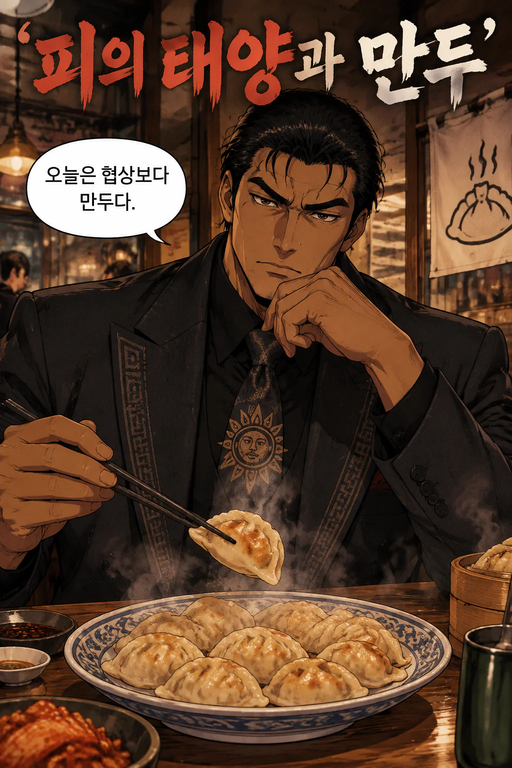 피의 태양 한국식 만두를 즐기다