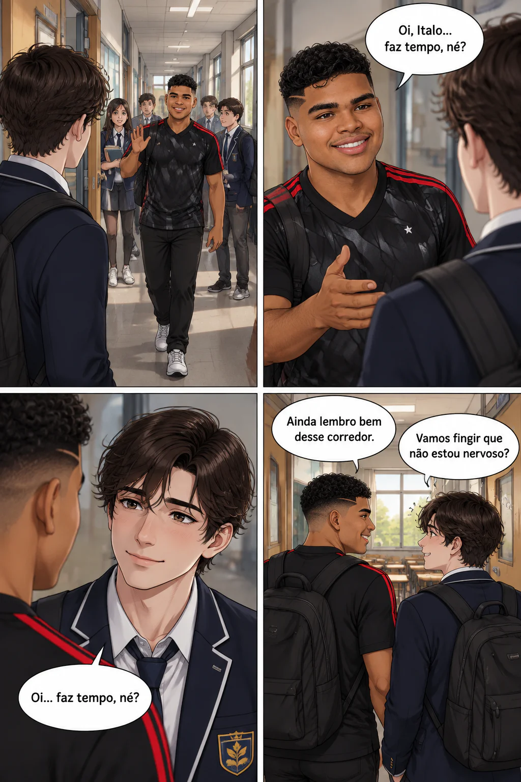 Desenhe um webtoon de 4 quadros com meu