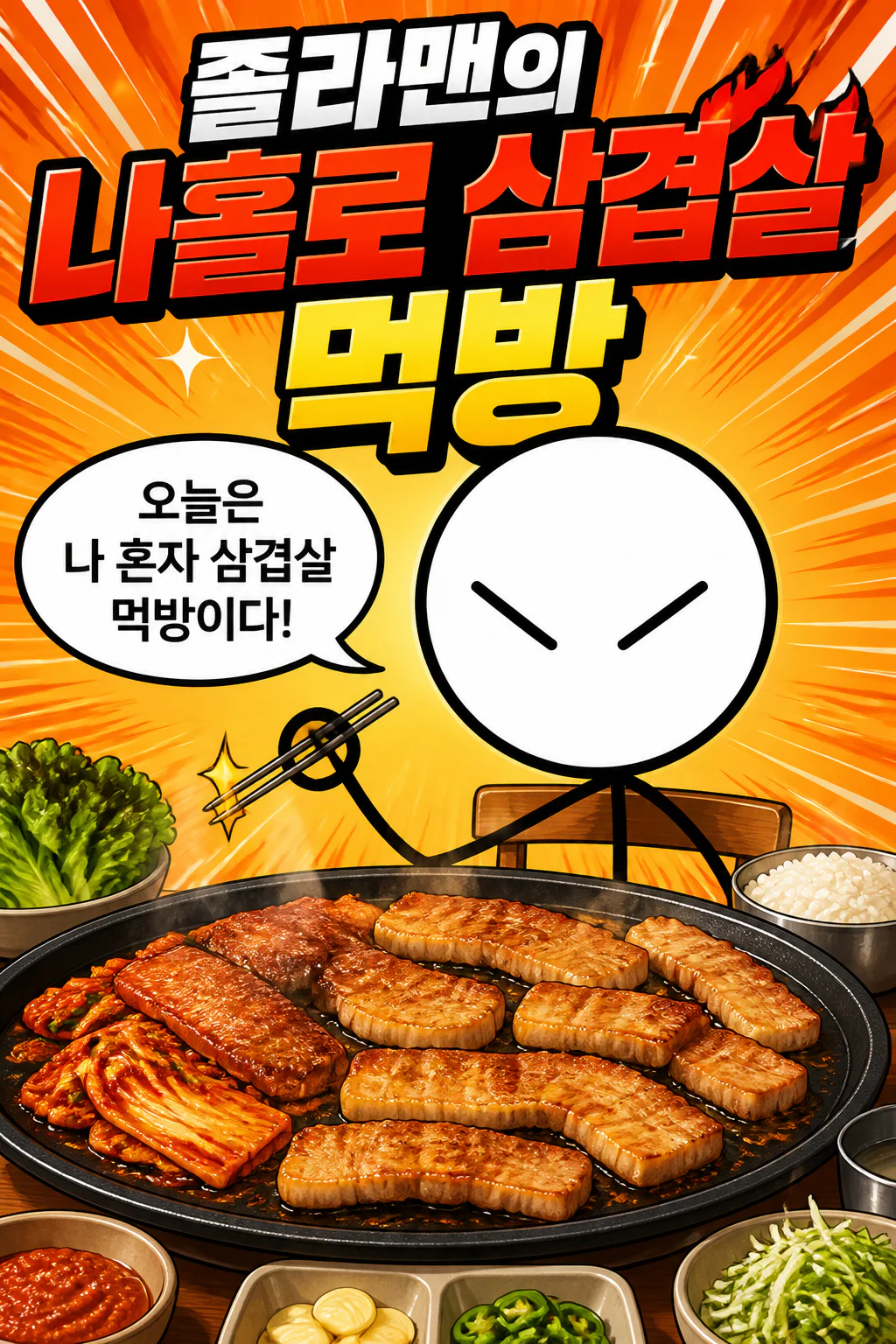 졸라맨의 나홀로 먹방 삼겹살과 구운김치