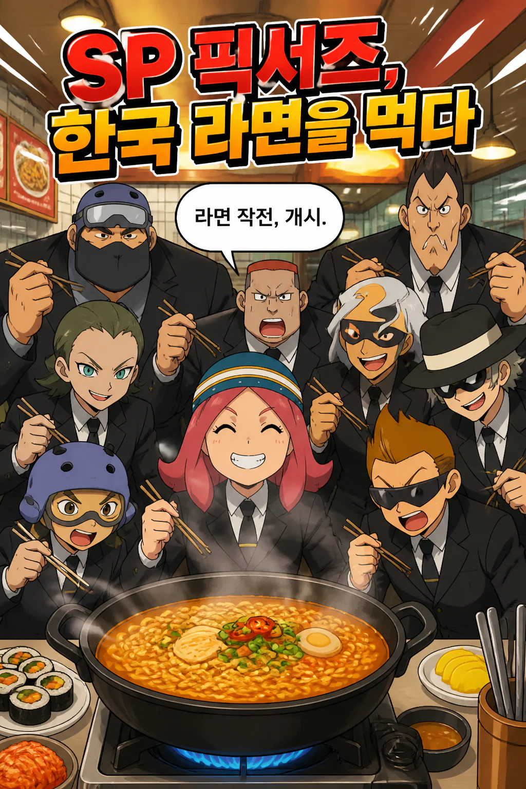 SP 픽서즈 한국 라면을 먹다