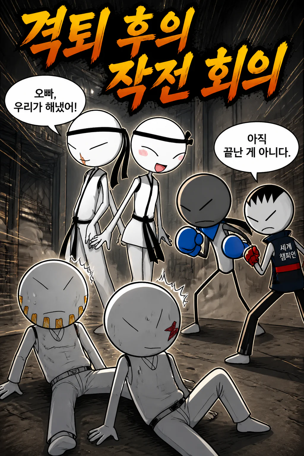 태권도 커플과 복싱 콤비 범고래파 콤비 격퇴 후의 대화