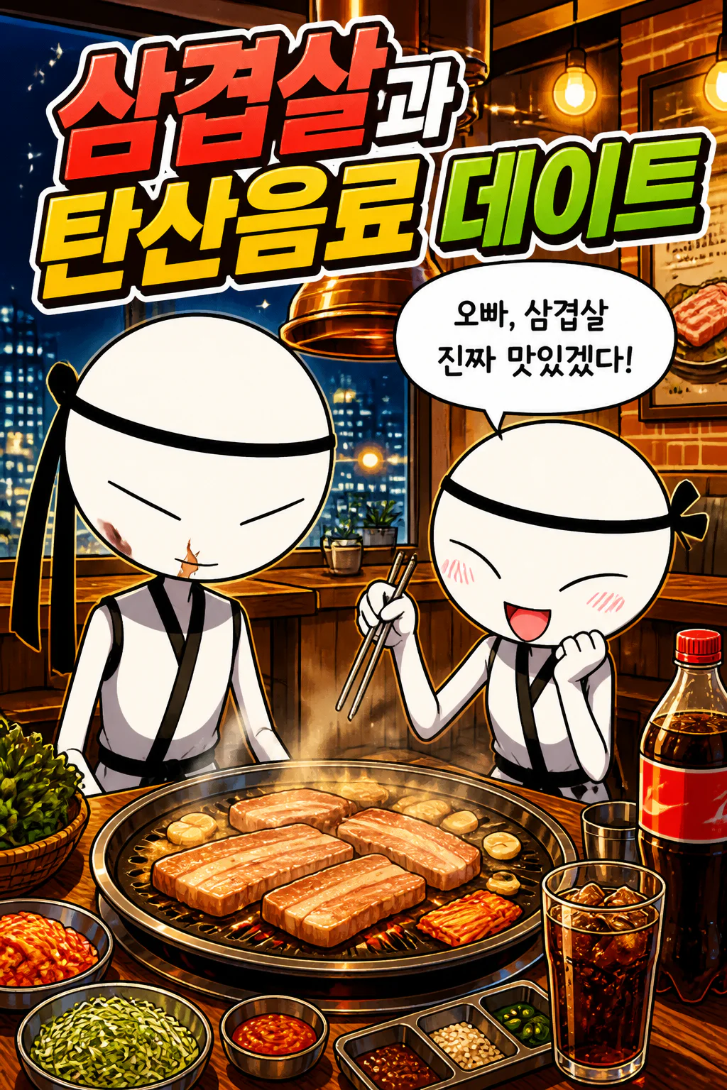 태권도 커플의 삼겹살 만찬