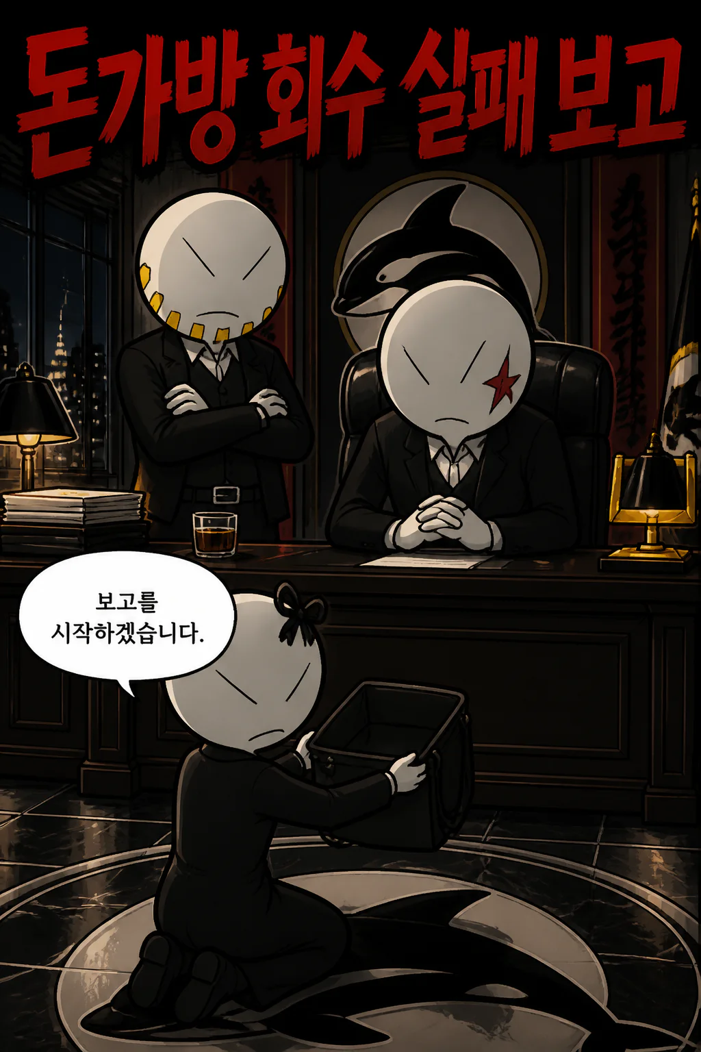 흑장미 범고래파 콤비에게 매수금을 돌려받기 실패한 것을 보고하다
