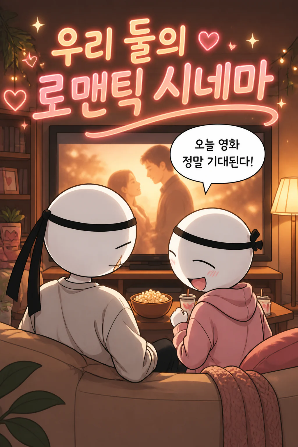 태권도 커플 로맨틱 영화를 보다