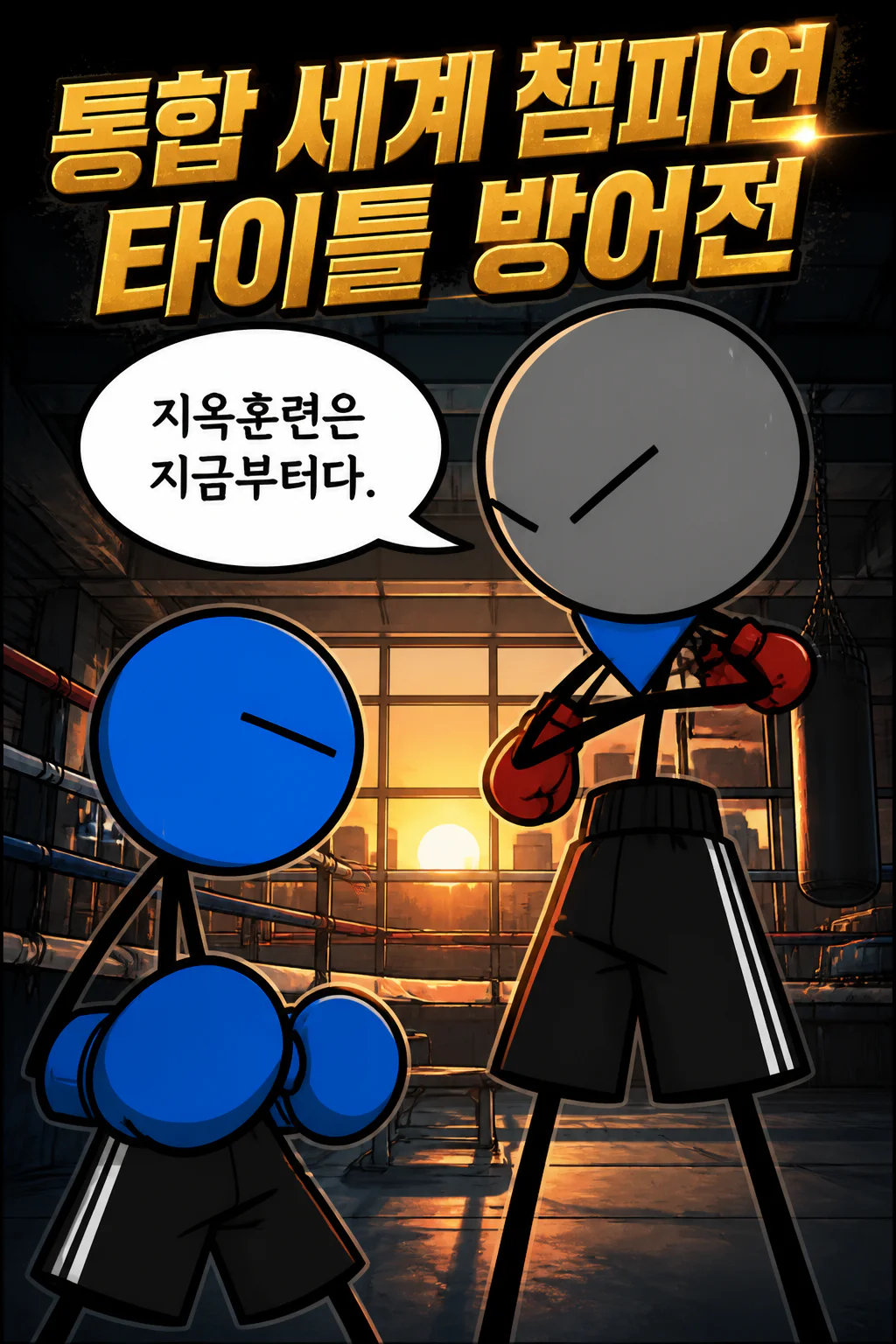 복싱 콤비 통합 세계 챔피언 타이틀 방어전을 대비한 지옥훈련을 하다
