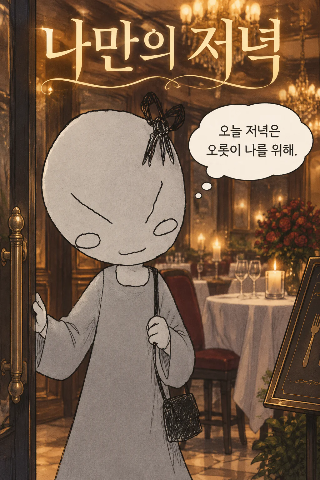 고급 레스토랑에서의 혼자만의 시간을 보내다