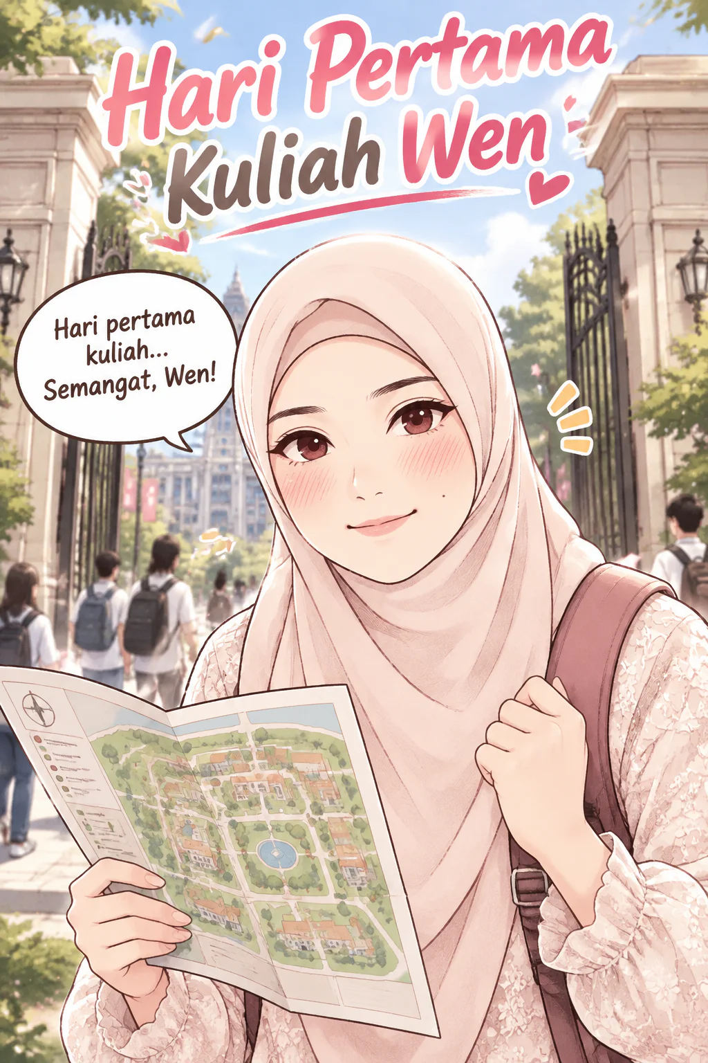 Gambarkan webtoon 4 panel dengan karakte
