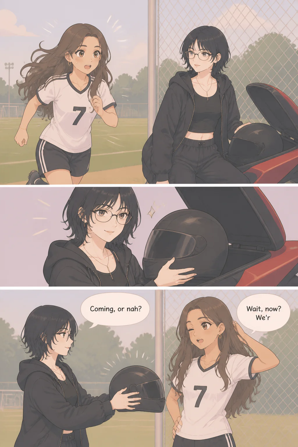 Panel 1 Setting: A bright afternoon at a