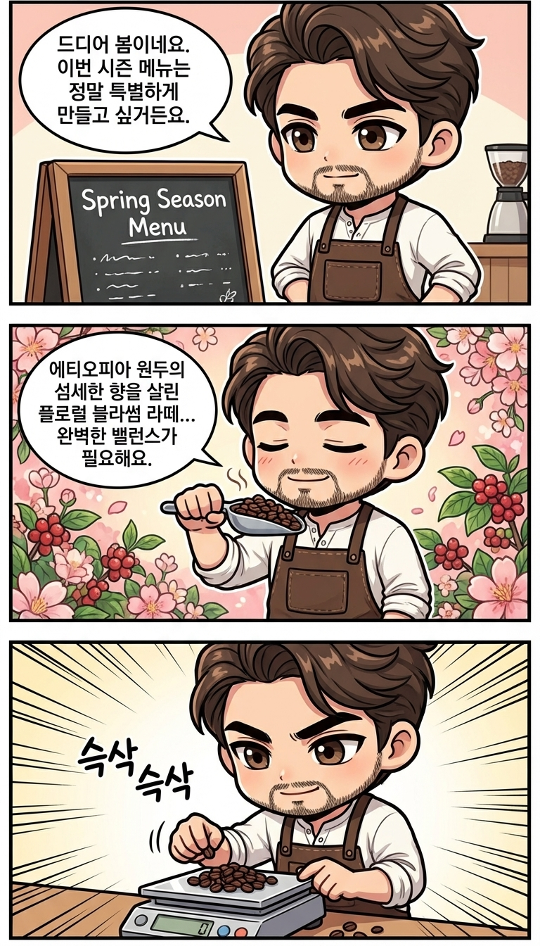 시즌 메뉴 만들다 카페인 과다 온 바리스타