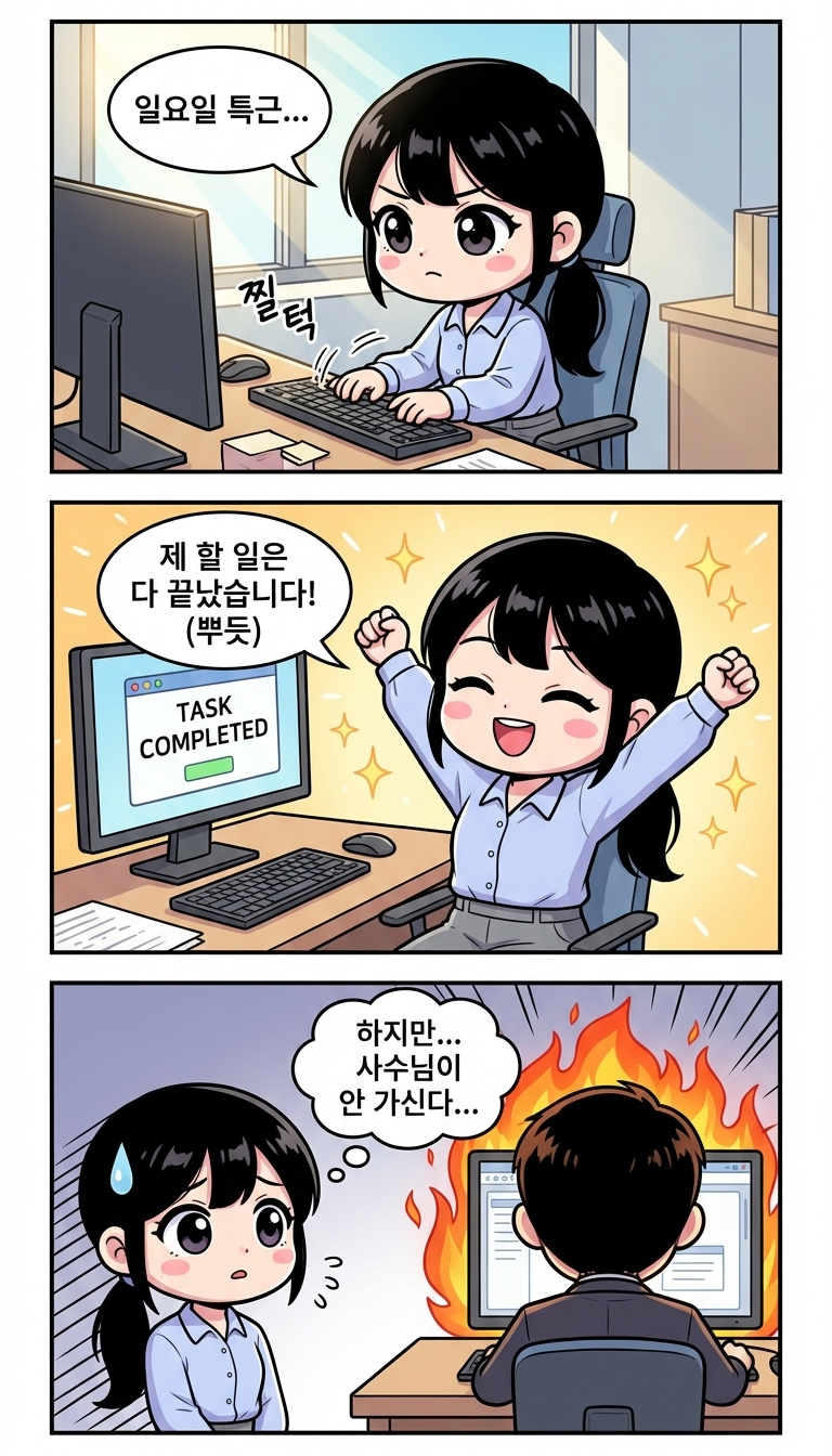사수님.. 제발 먼저 퇴근해주시면 안 될까요..?