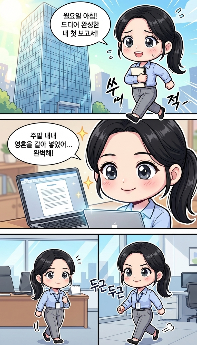 첫 보고서 대차게 까인 월요일 신입... 퇴사각인가요?