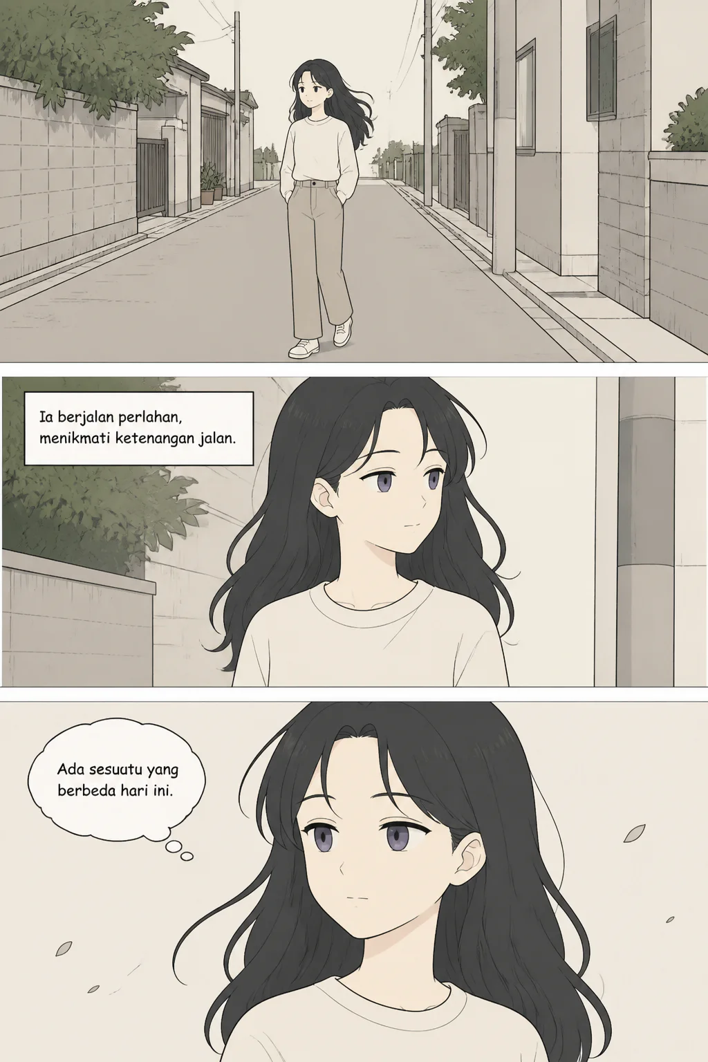 Karakter perempuan saja berambut hitam p
