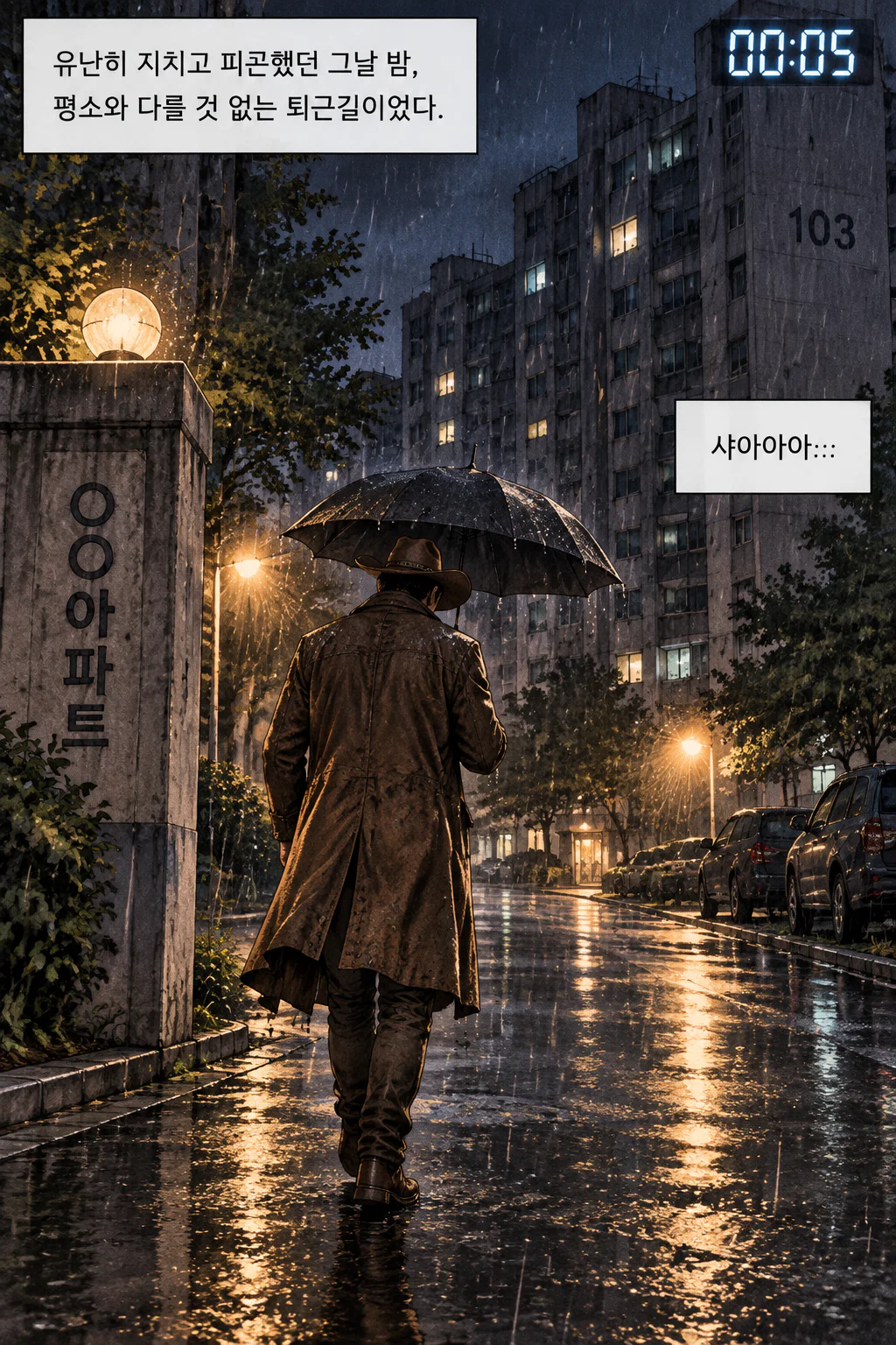 방금 등록한 내 캐릭터 "념사마"(이)가 주인공인 웹툰 1컷을 그려줘.