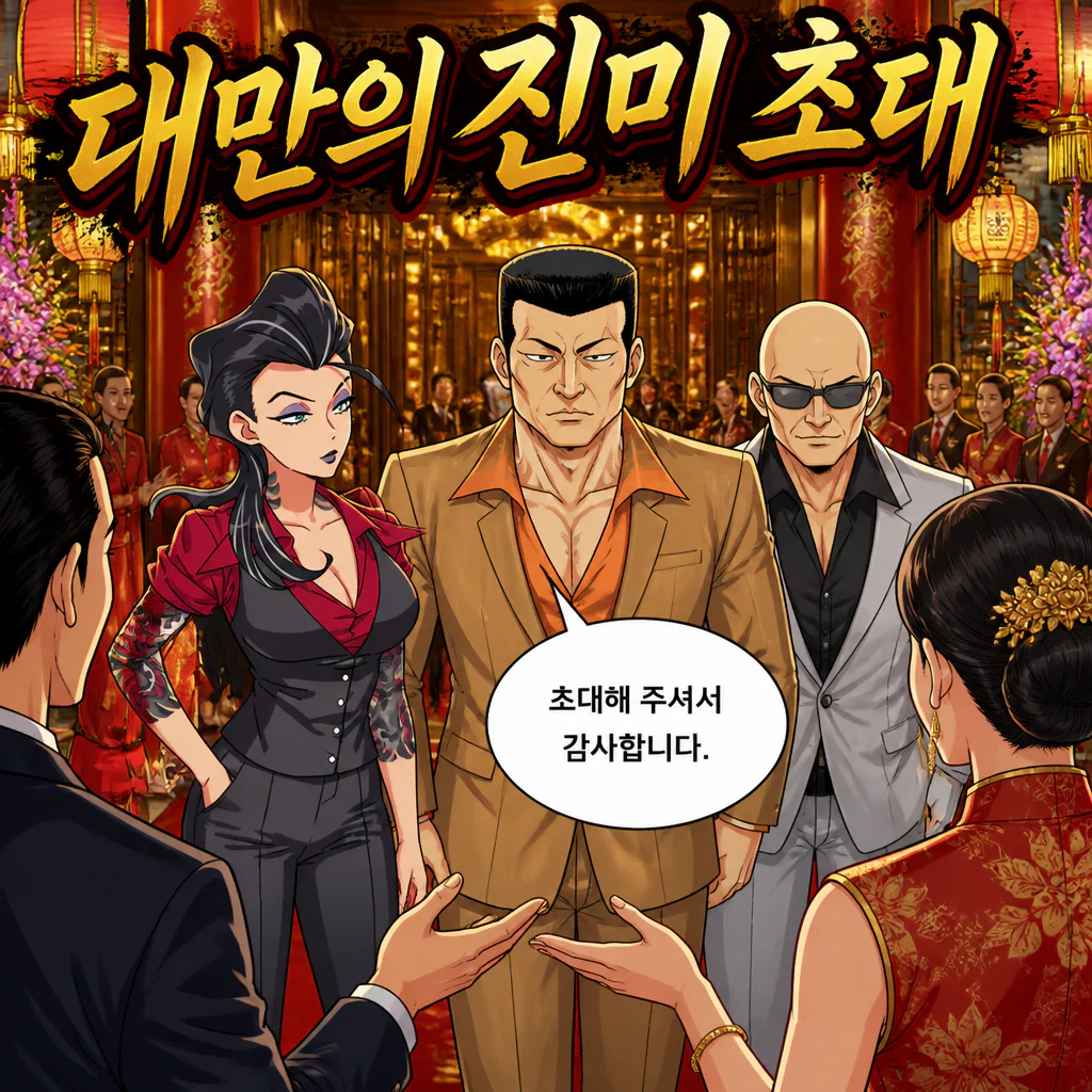 삼화회 식구들 대만에 본부를 둔 흑사회 두목 부부와 조직원들에게 초청을 받아 대만의 진미를 맛보다