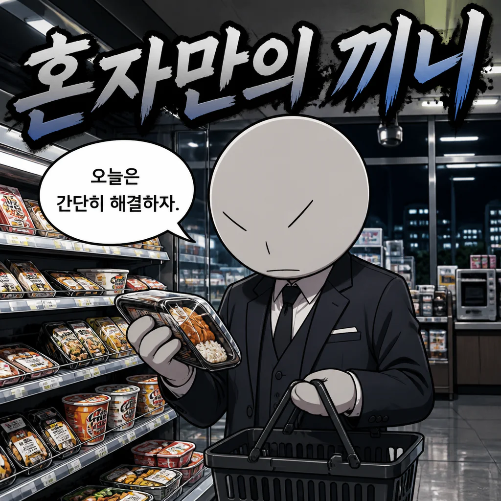 삼화회 부하의 혼자만의 끼니처리 편의점에서 삼계탕 컵라면과 참치마요 삼각김밥