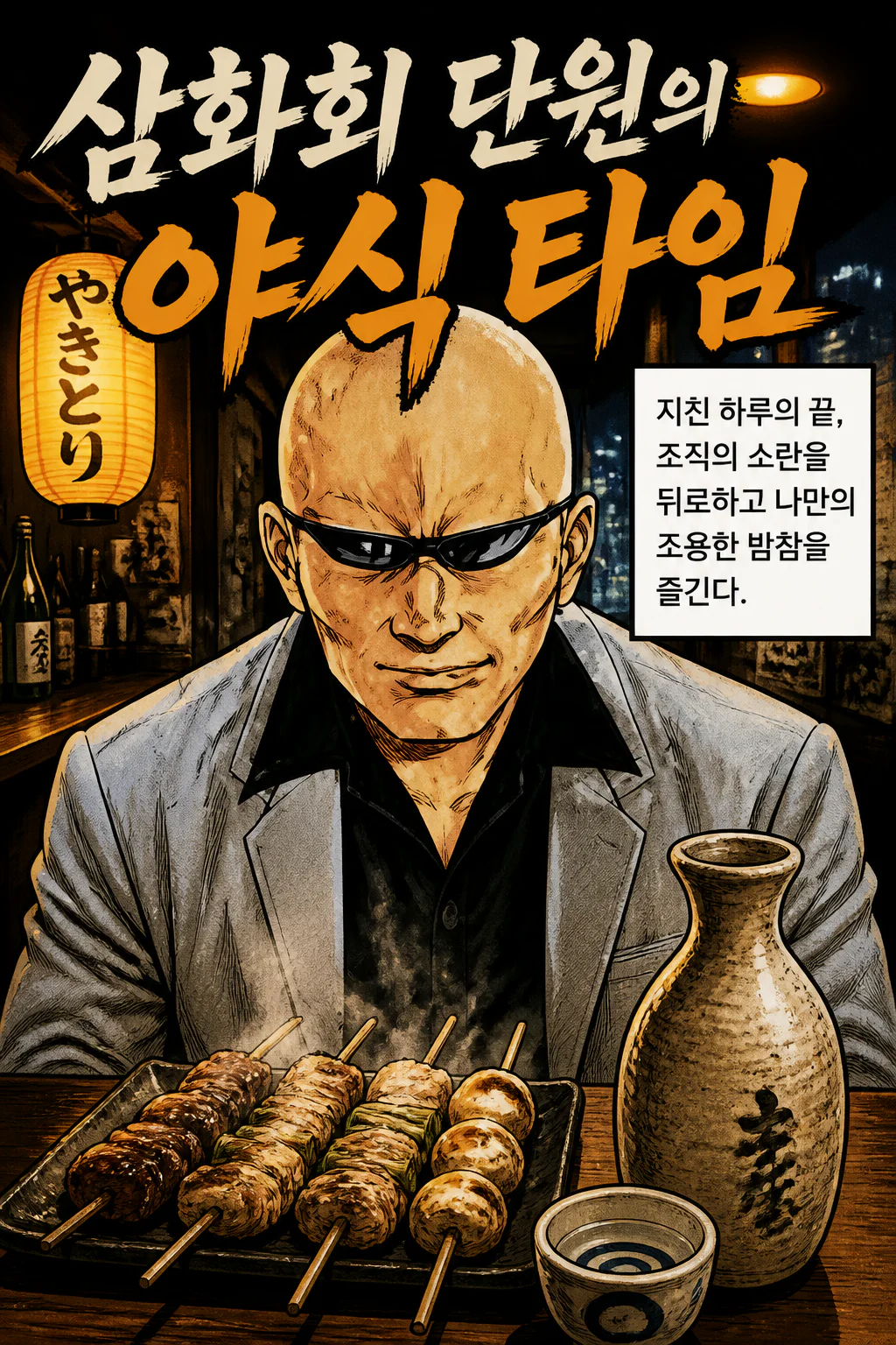 삼화회 단원의 혼자 즐기는 밤참 야키토리와 사케