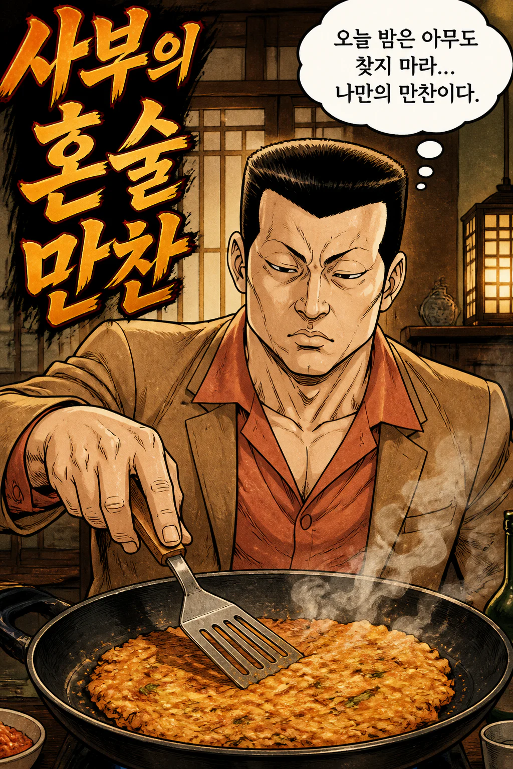 사부의 혼술안찬 김치전에 막걸리