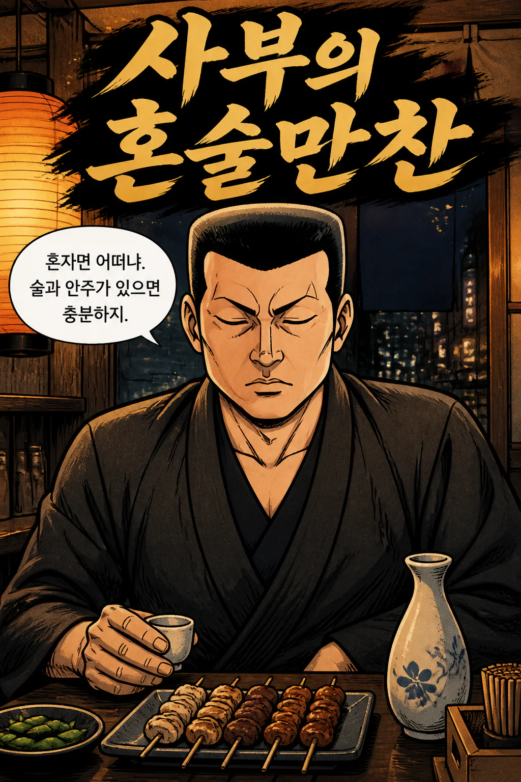 사부의 혼술만찬 야키토리와 사케