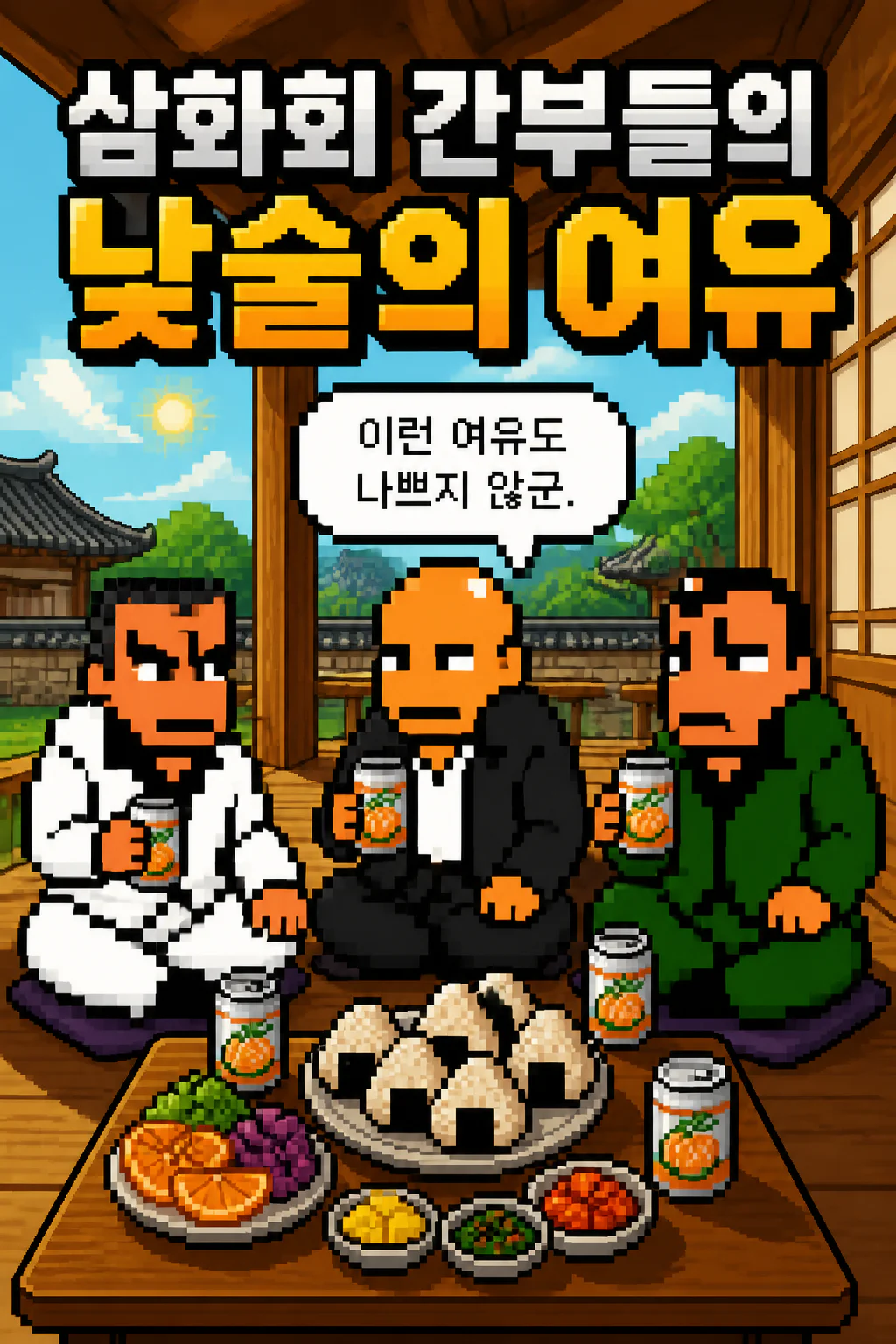 삼화회 간부들의 낮술의 여유 한국식 주먹밥