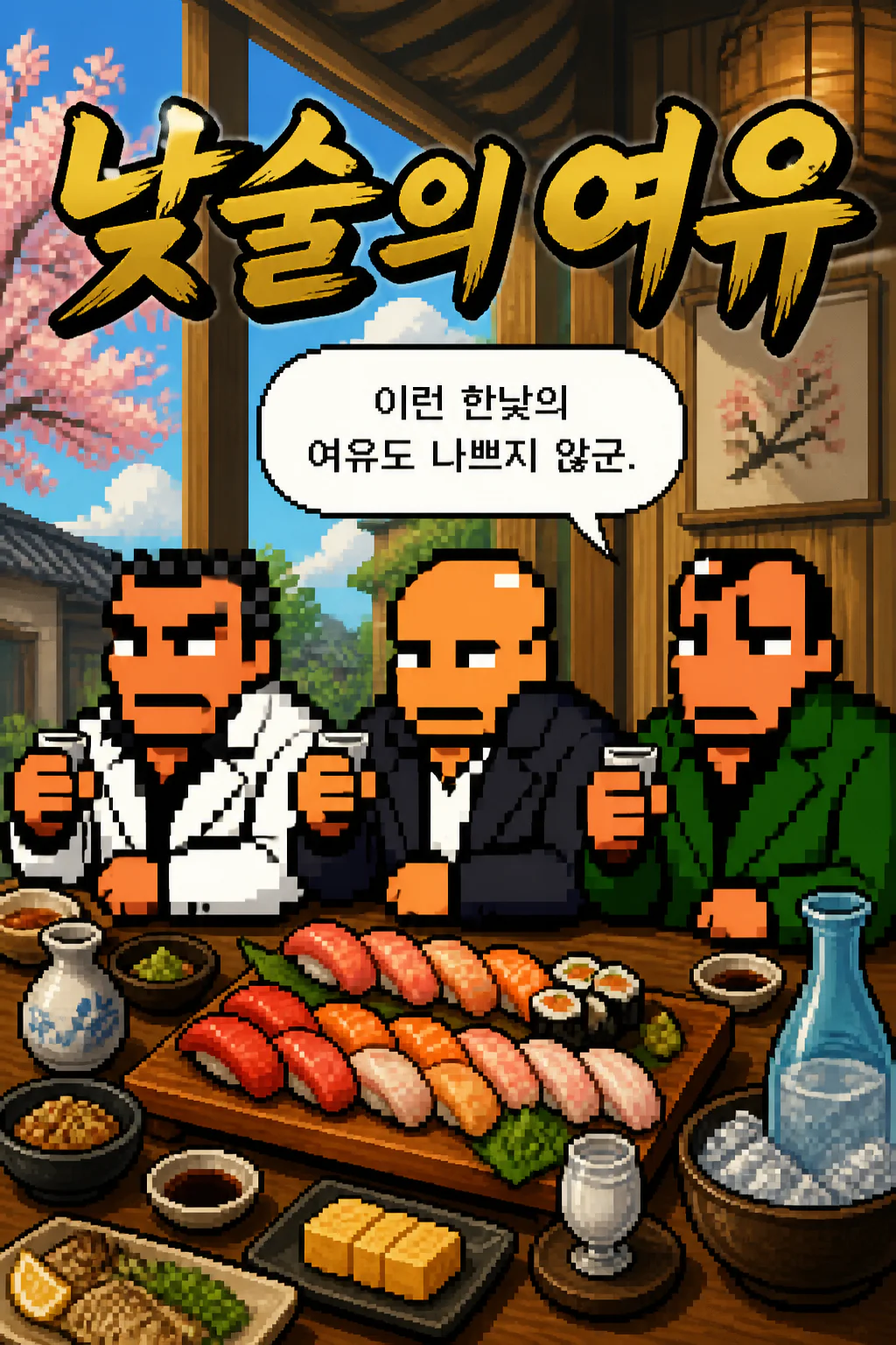 삼화회 간부들의 낮술의 여유 모둠초밥