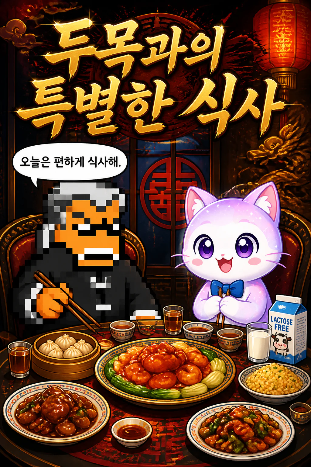 젠냥이 리와 식사를 함께하다