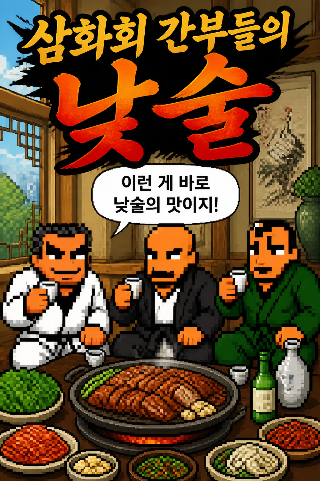 삼화회 간부들의 낮술의 여유 오리고기 구이
