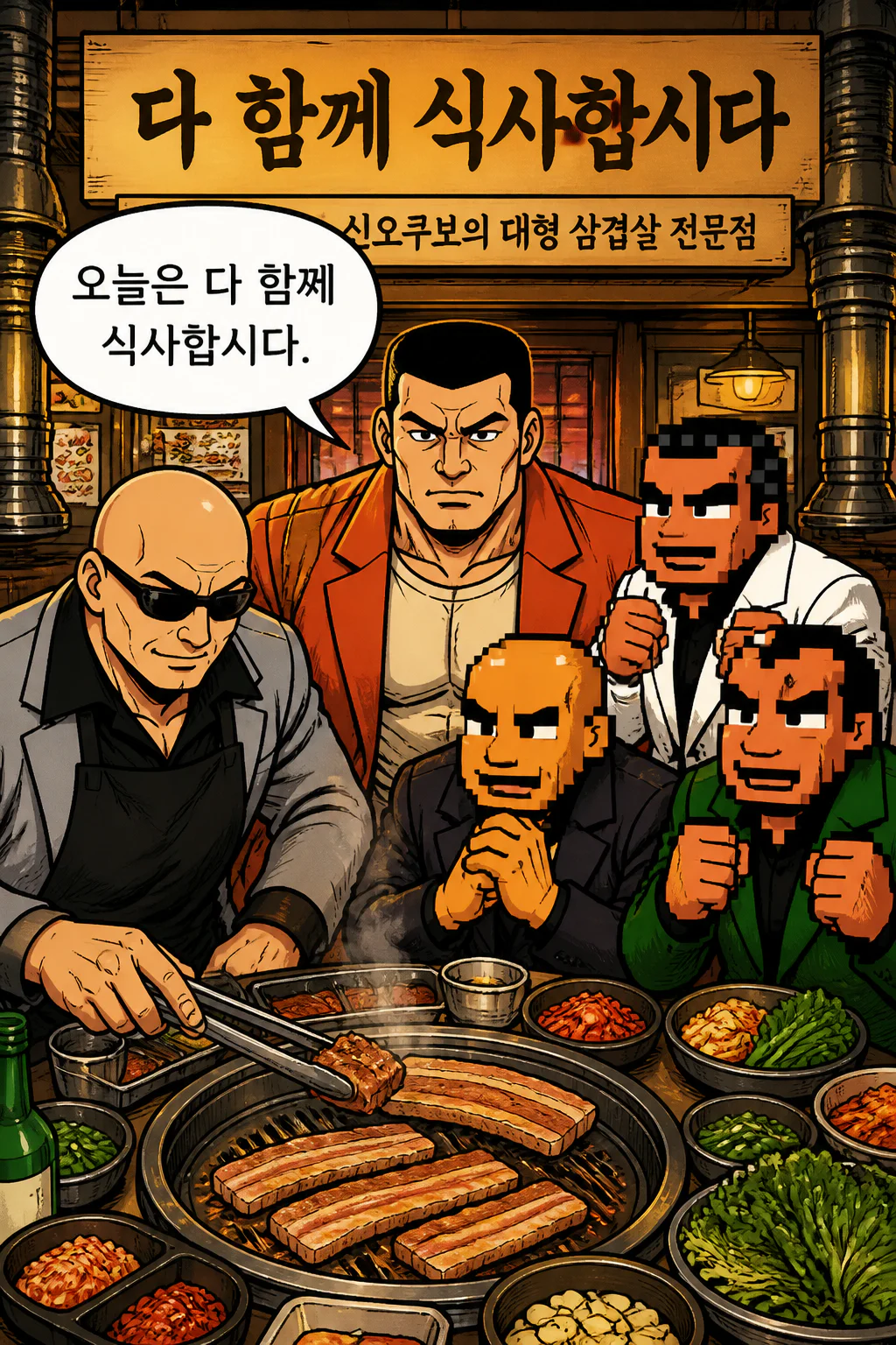 삼화회의 다 함께 식사합시다 신오쿠보의 삼겹살집에서의 삼겹살