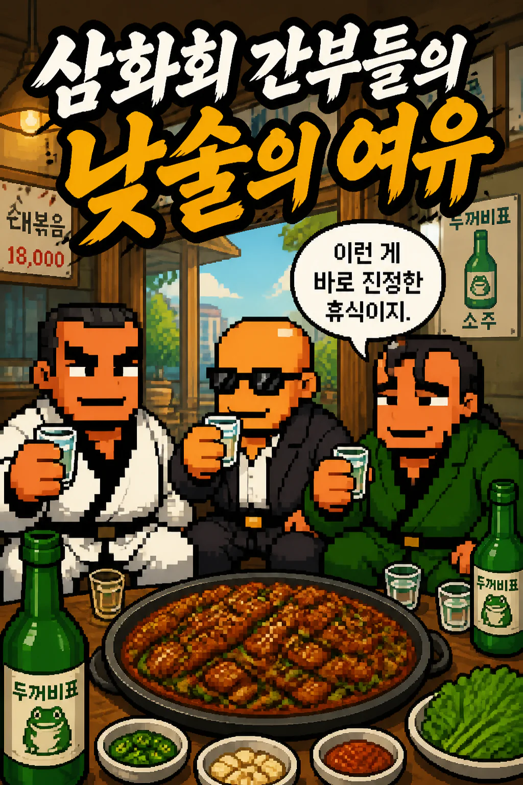 삼화회 간부들의 낮술의 여유 순대볶음