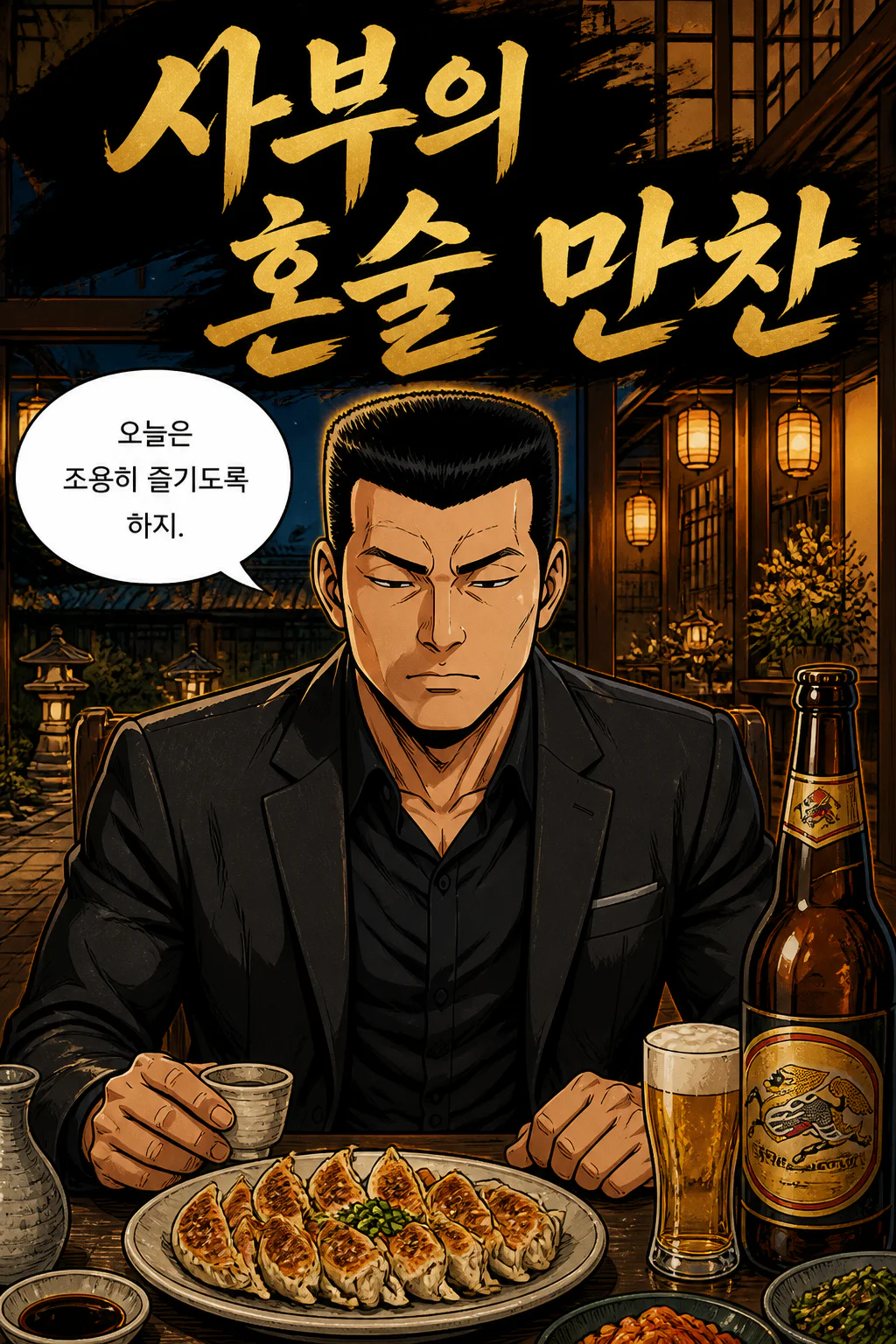 사부의 혼술 만찬 야키교자와 기린 맥주