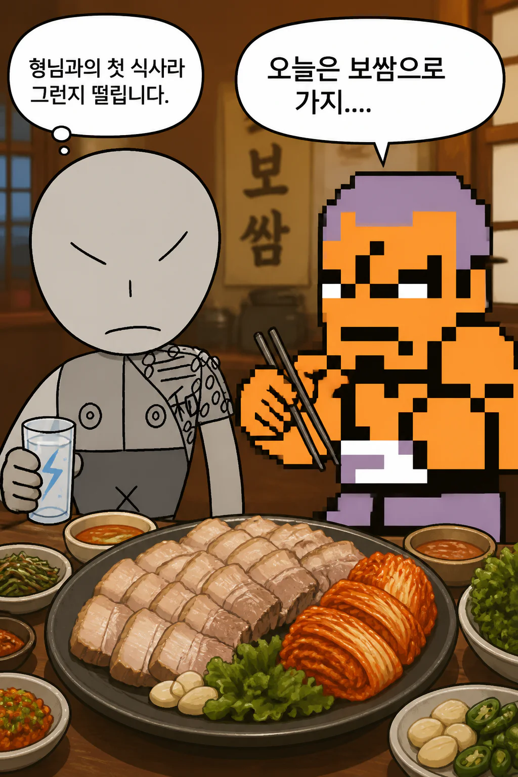 유키오 형님과 같이 모듬보쌈과 보쌈김치