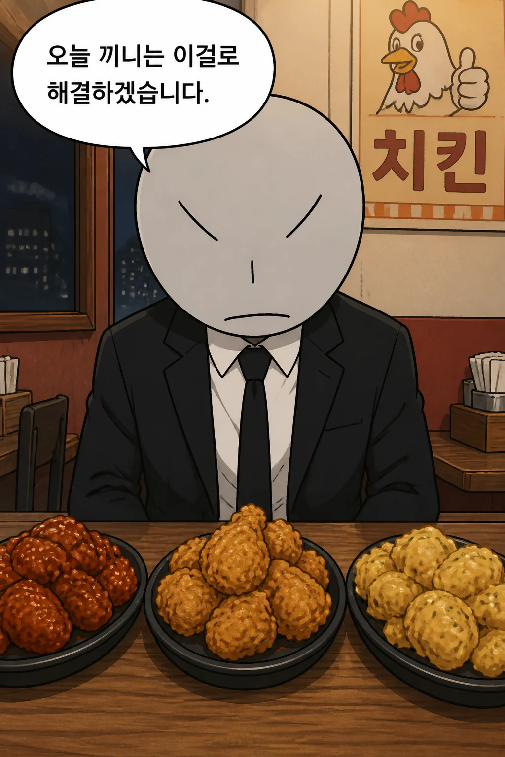삼화회 부하의 혼자만의 끼니처리 한국식 치킨