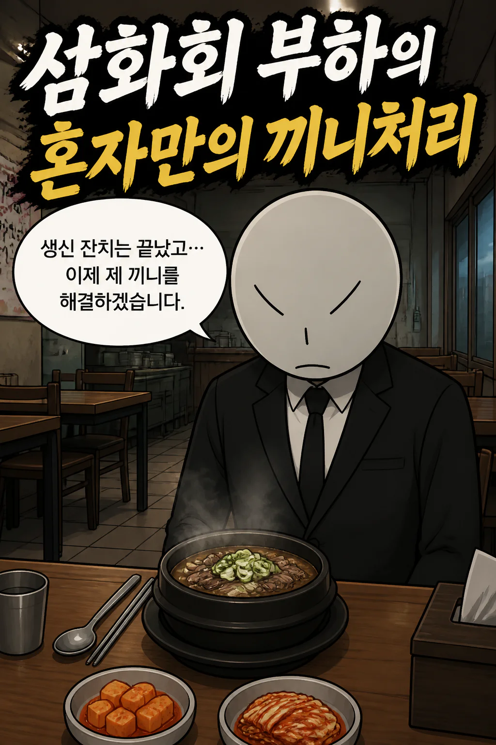 삼화회 부하의 혼자만의 끼니처리 오야붕 생신 잔치 후 먹는 뼈해장국