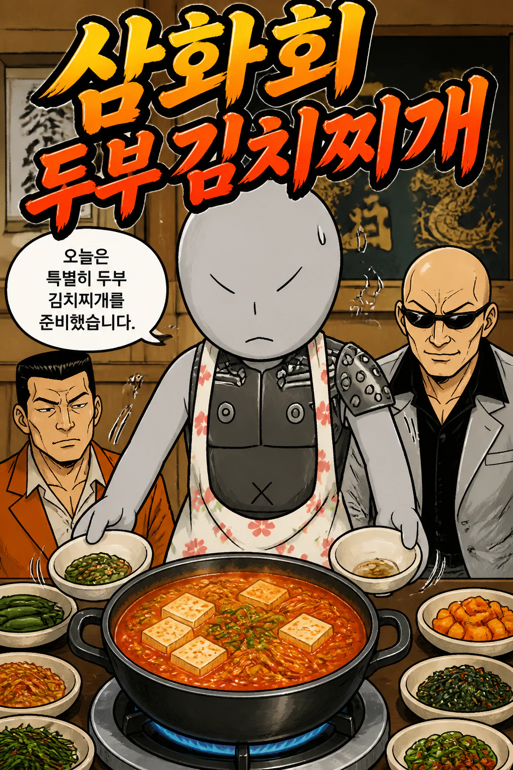 삼화회 부하 오야붕과 형님에게 두부 김치찌개를 대접하다