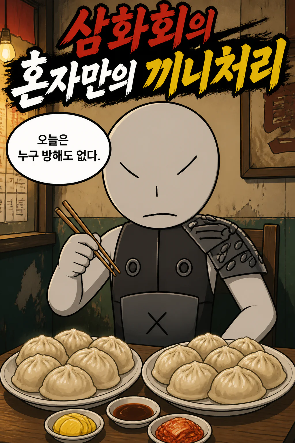삼화회의 혼자만의 끼니처리 고기 왕만두와 김치 왕만두