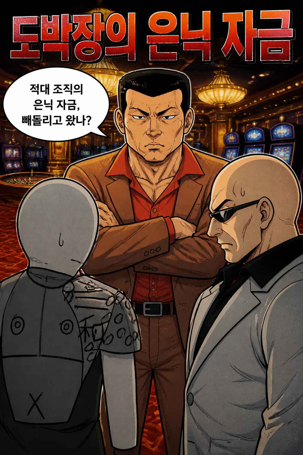 적대조직이 운영하는 도박자금을 사부에게 바치는 두 사람