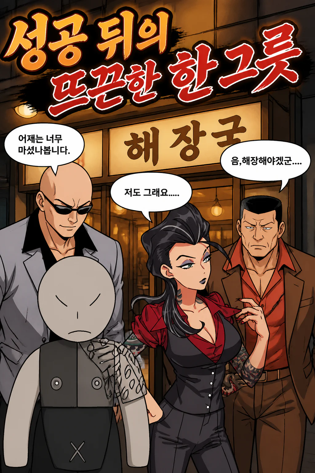 넷이서 뜨끈한 해장국 한 그릇