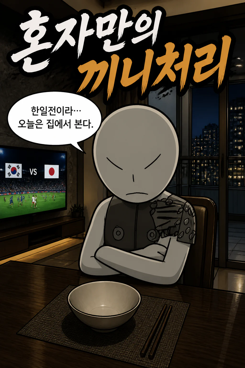 삼화회 부하의 혼자만의 끼니처리 한일전 축구 경기날에는 한국식 치킨들과 제로 콜라