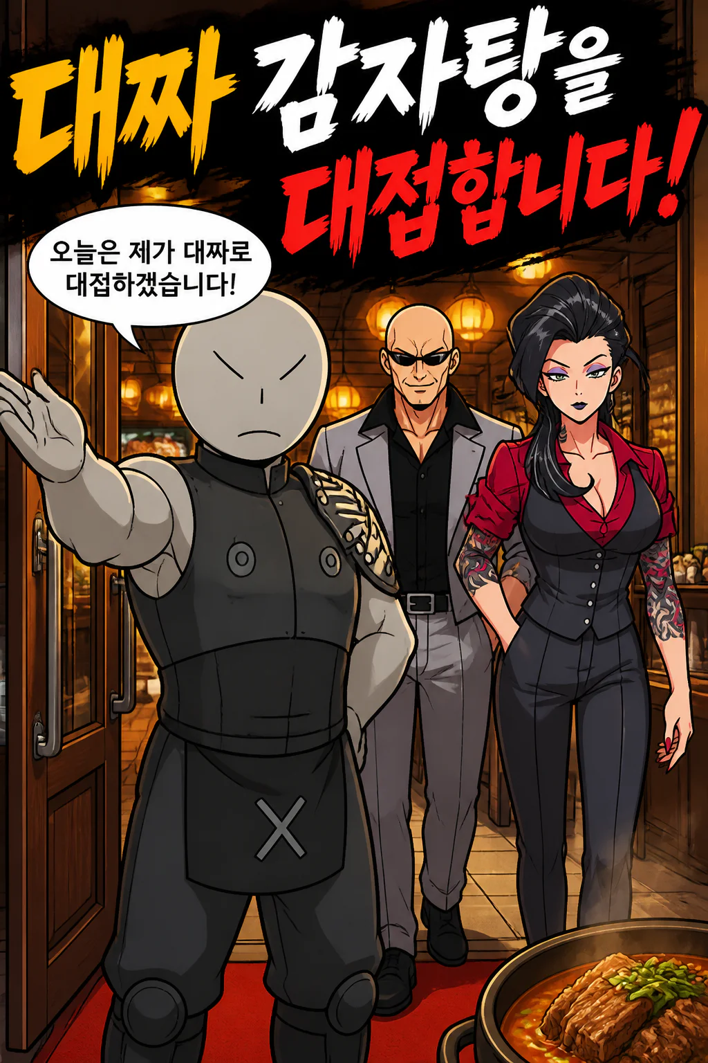 삼화회 부하,삼화회 단원과 사부코 그리고 사부에게 감자탕 전문점에서 감자탕 대짜를 대접하다