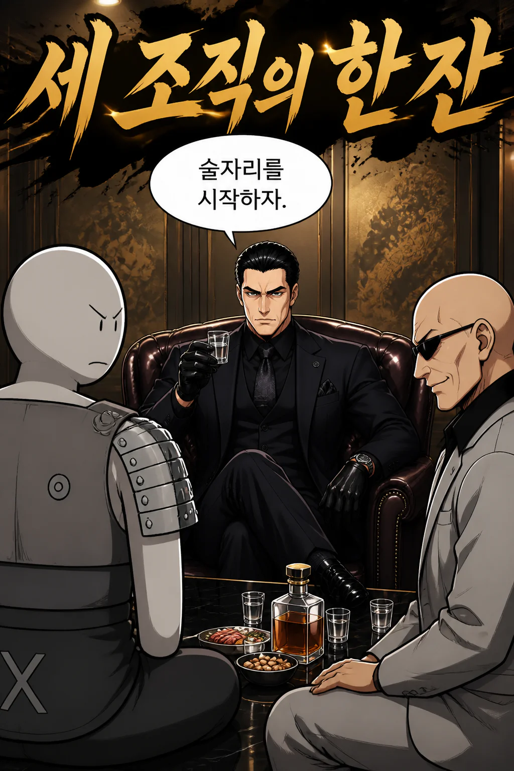 야마토구미의 두목 삼화회 부하와 삼화회 단원을 불러 한 잔을 하다
