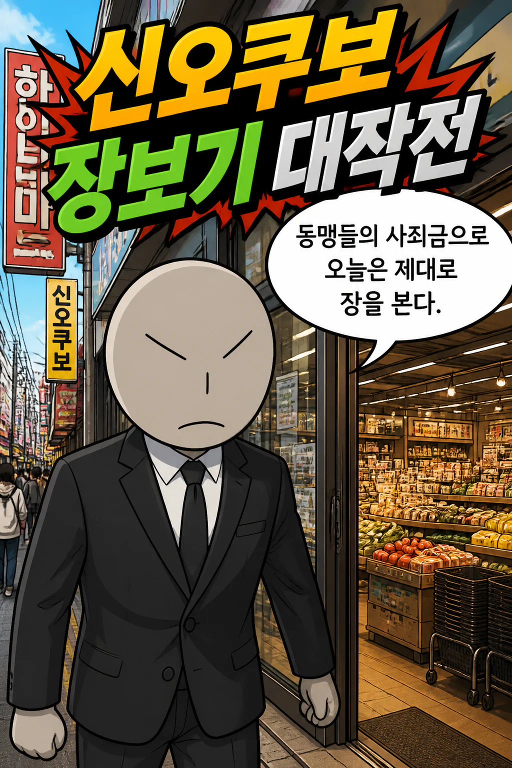 삼화회 부하 족발과 보쌈을 사먹고도 많이 남은 동맹조직의 거액의 사죄금으로 신오쿠보에 있는 대형 한인 마트에서 먹고 마실 것을 사다