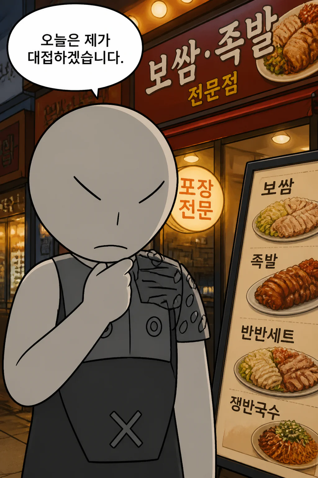 삼화회 부하 삼화회 식구들에게 신오쿠보의 보쌈과 족발 전문점에서 보쌈과 족발을 사주다