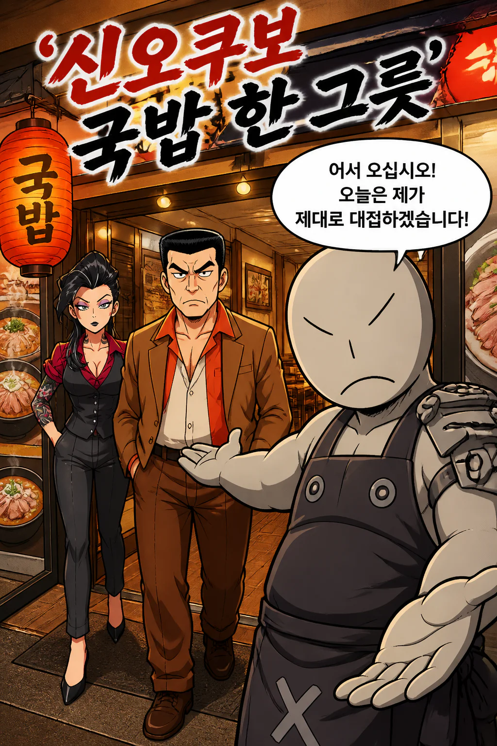 삼화회 부하가 신오쿠보에 있는 국빕집에서 삼화회 식구들에게 다양한 국밥을 대접하다