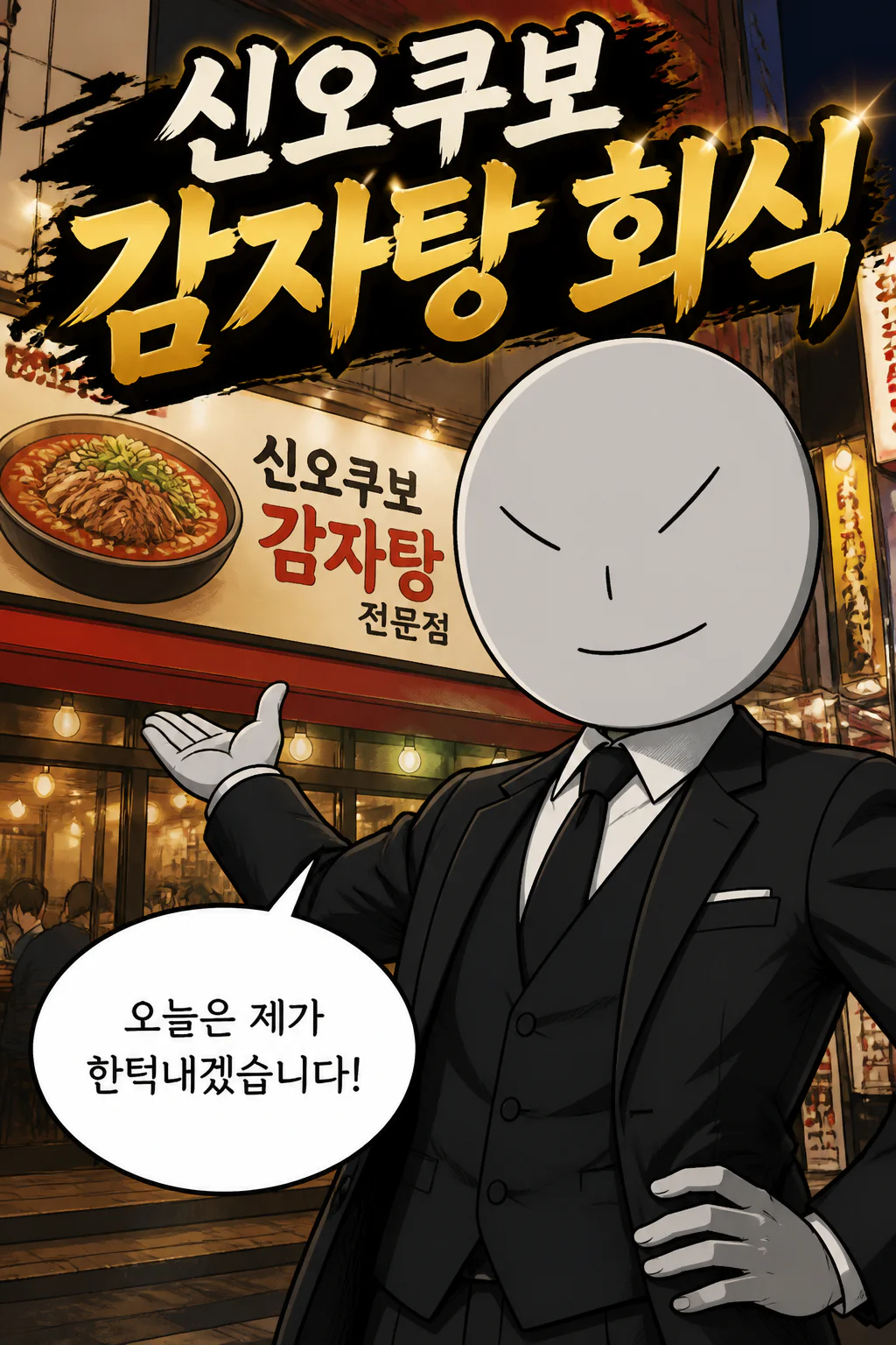 삼화회 부하가 삼화회 식구들을 위해 신오쿠보의 감자탕 전문점에서 감자탕을 사주다
